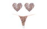 Neva Nude Bubbly Feels Nude Sequin Pantie & Heart Shapes Pastie Set G-Strings, Panties and Shorts